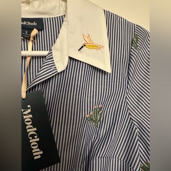 NWT ModCloth embroidered tea length dress - Picture 3 of 4